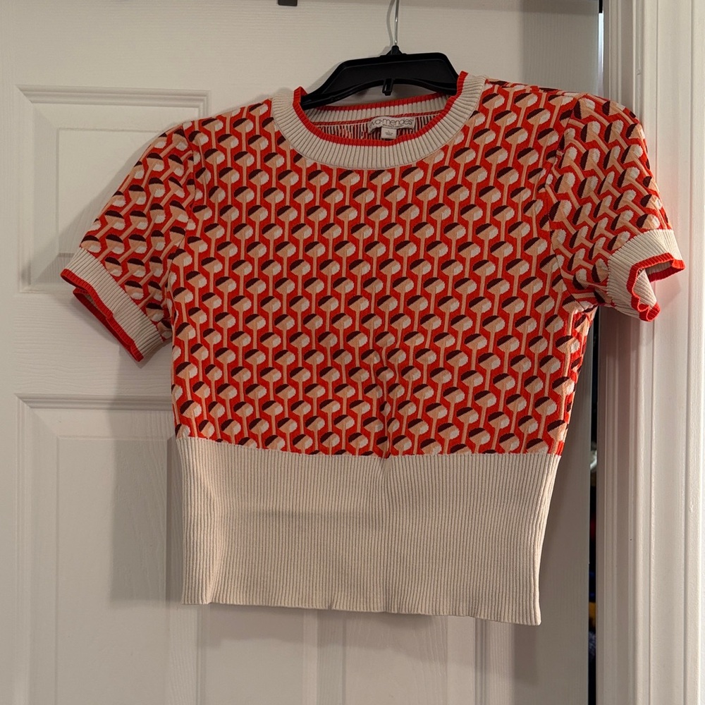 Eva Mendes for New York & Company Red and Cream Sweater
